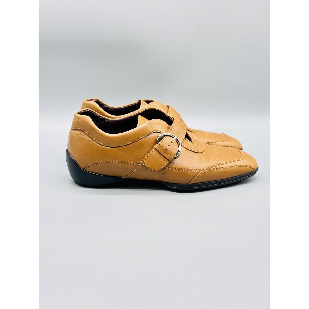 Tods Shoes Womens 6 Brown Leather Driving Loafers Buckle Strap Flats Comfort